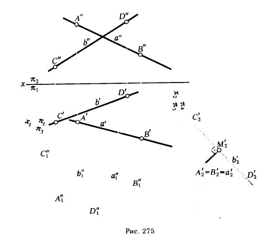 Рис 275.Определение расстояния между точкой и плоскостью, прямой и плоскостью,между плоскостями и скрещивающимися прямыми