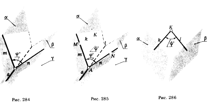 Рис 284-286.Определение угла между плоскостями