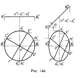 Рис 146. Построение проекций плоских фигур